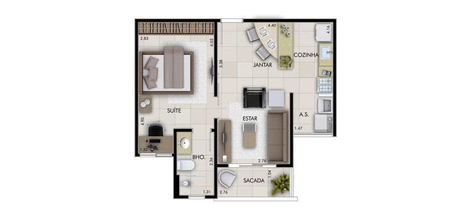 Flat Botanico 1 dorm #13