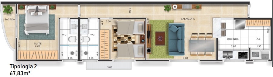 Apartamento à venda com 2 quartos, 67m² - Foto 12