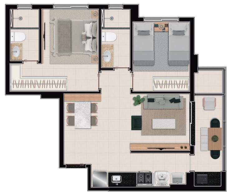 Apartamento à venda com 2 quartos, 62m² - Foto 6