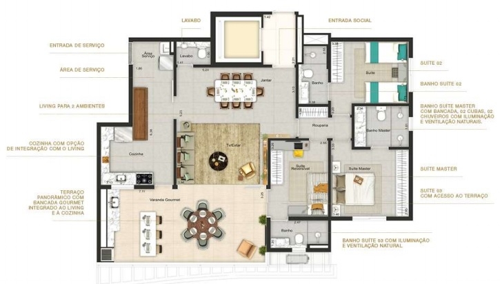 Apartamento à venda com 3 quartos, 124m² - Foto 3