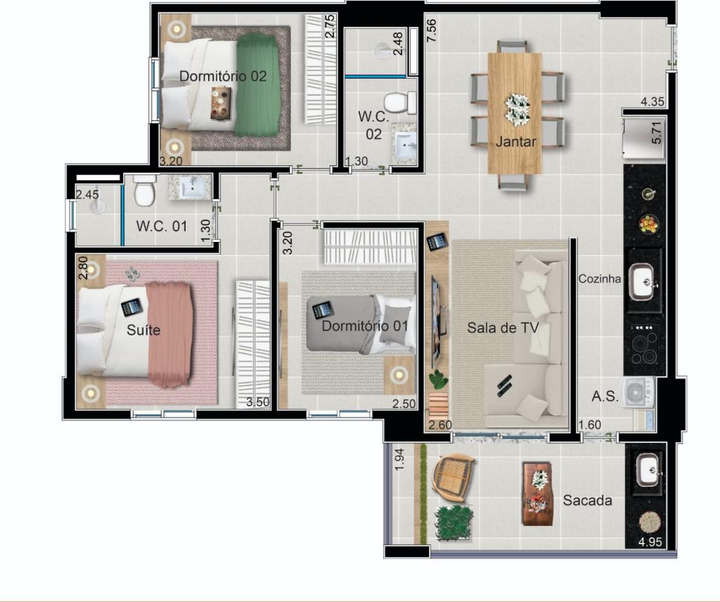 Apartamento à venda com 2 quartos, 90m² - Foto 5