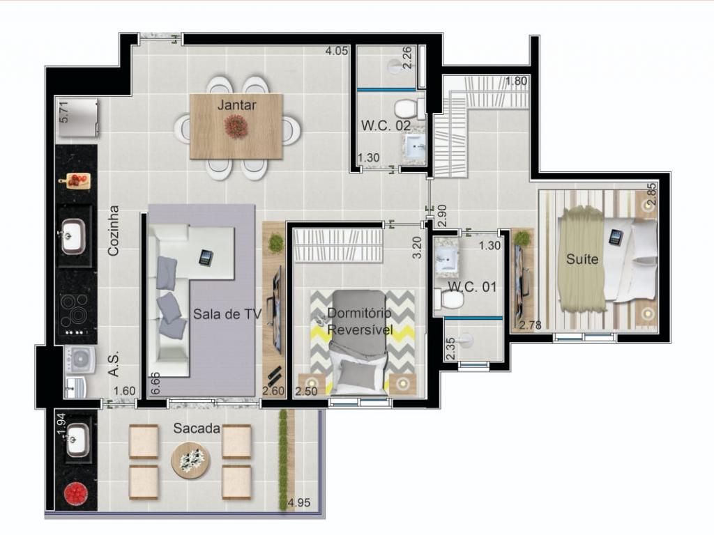 Apartamento à venda com 2 quartos, 80m² - Foto 7