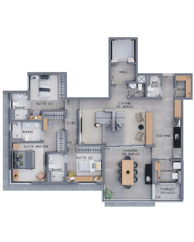 Apartamento à venda com 3 quartos, 156m² - Foto 2