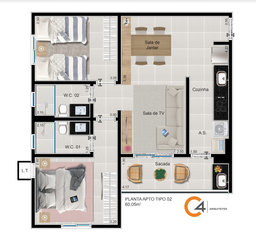 Apartamento à venda com 2 quartos, 60m² - Foto 2