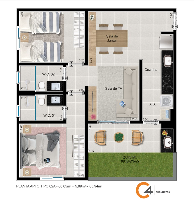 Apartamento à venda com 2 quartos, 60m² - Foto 4