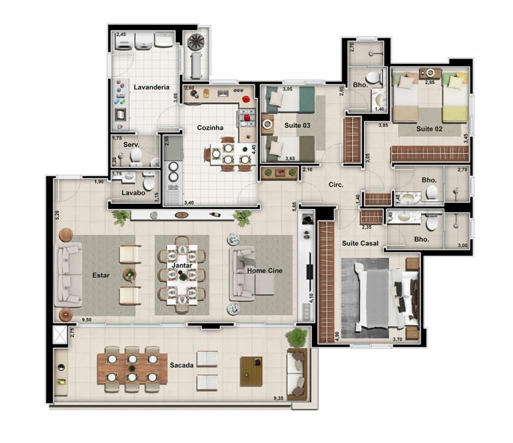 Apartamento à venda com 3 quartos, 168m² - Foto 4