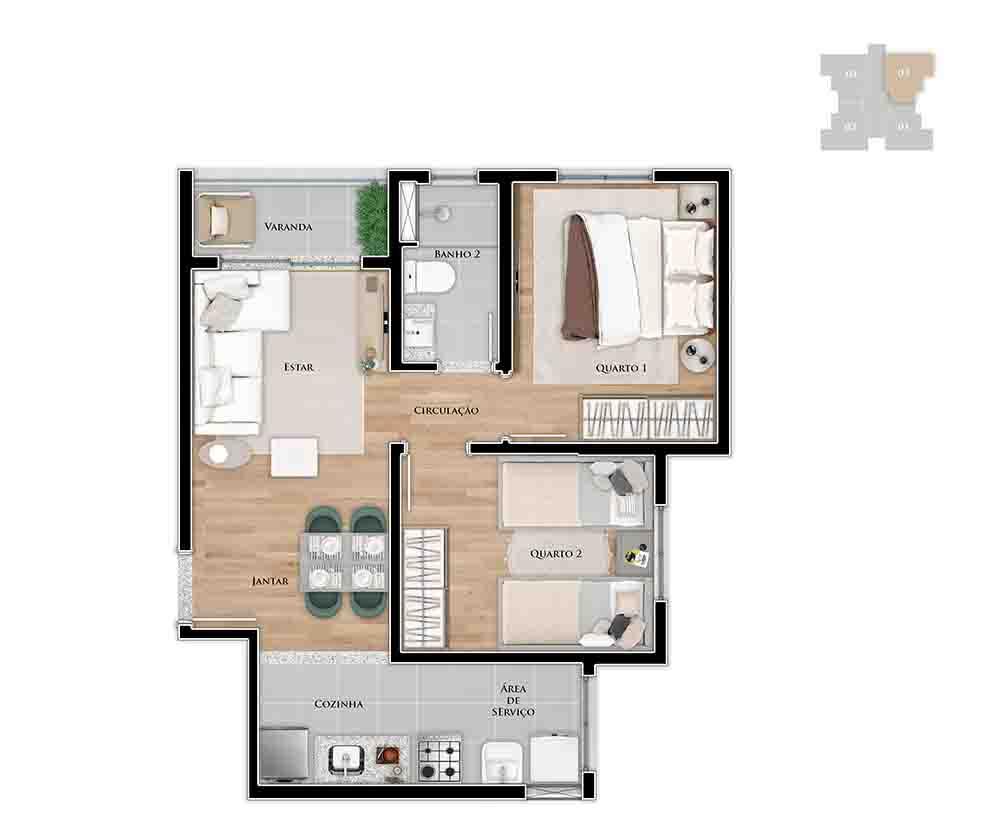 Apartamento à venda com 2 quartos, 60m² - Foto 4