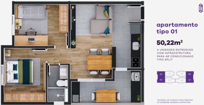 Apartamento à venda com 2 quartos, 50m² - Foto 3