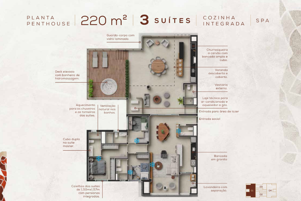 Apartamento à venda com 3 quartos, 220m² - Foto 2