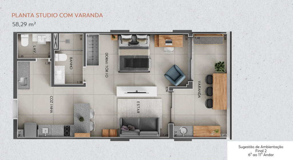 Apartamento à venda com 1 quarto, 58m² - Foto 3