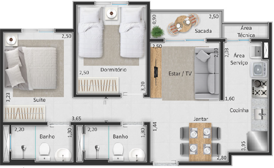 Apartamento à venda com 2 quartos, 52m² - Foto 5