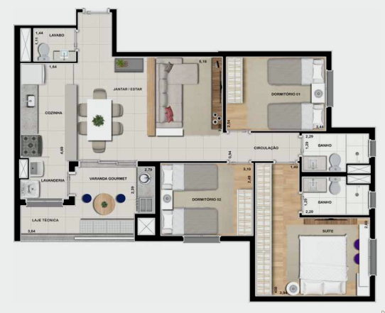 Apartamento à venda com 3 quartos, 90m² - Foto 2