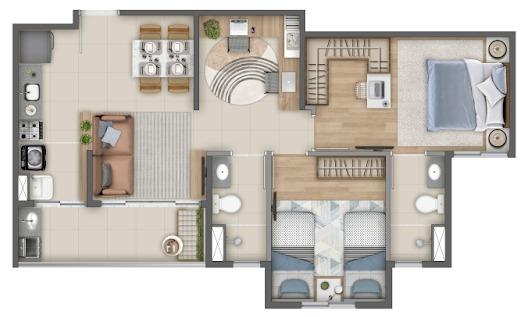 Apartamento à venda com 1 quarto, 58m² - Foto 2