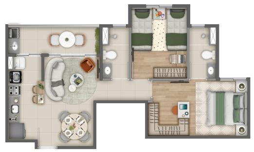 Apartamento à venda com 2 quartos, 53m² - Foto 2