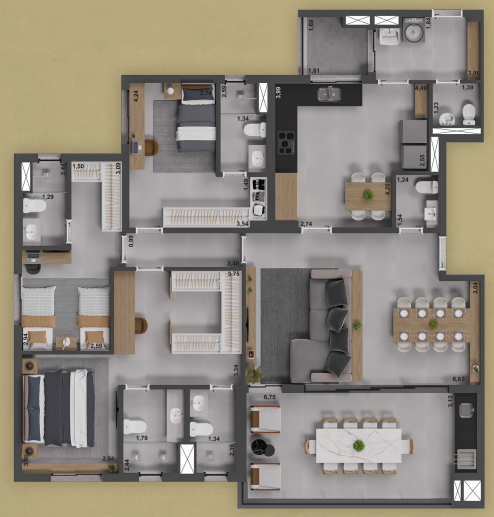 Apartamento à venda com 3 quartos, 167m² - Foto 2