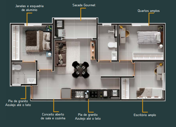 Apartamento à venda com 2 quartos, 60m² - Foto 2