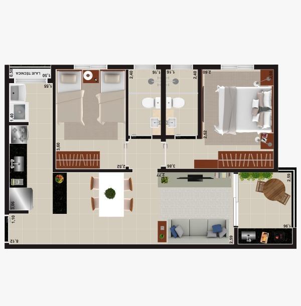 Apartamento à venda com 2 quartos, 67m² - Foto 2